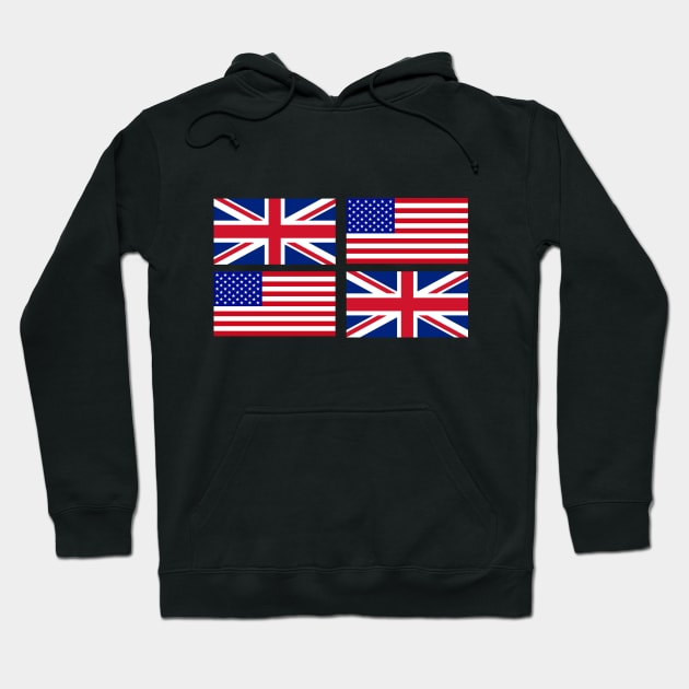 The American and United Kingdom Flag x2 Hoodie by Islanr